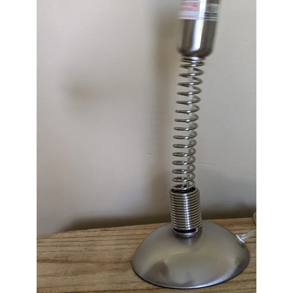 VTG Industrial Coil Spring Lamp Base Flexible Brushed Metal 12